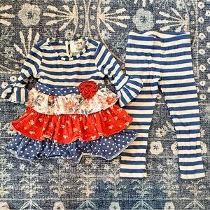 Counting Daisies Striped Blue, Orange and White Outfit